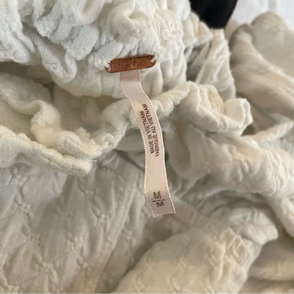 Free People White Textured Peasant Blouse